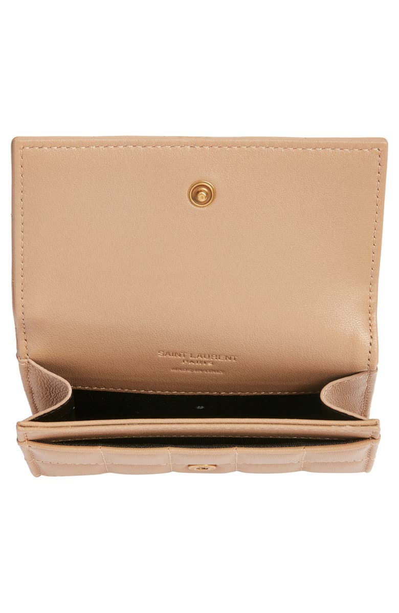 Saint Laurent Small Cassandre Matelassé Carré Leather Envelope Wallet, Alternate, color, Dark Toffee