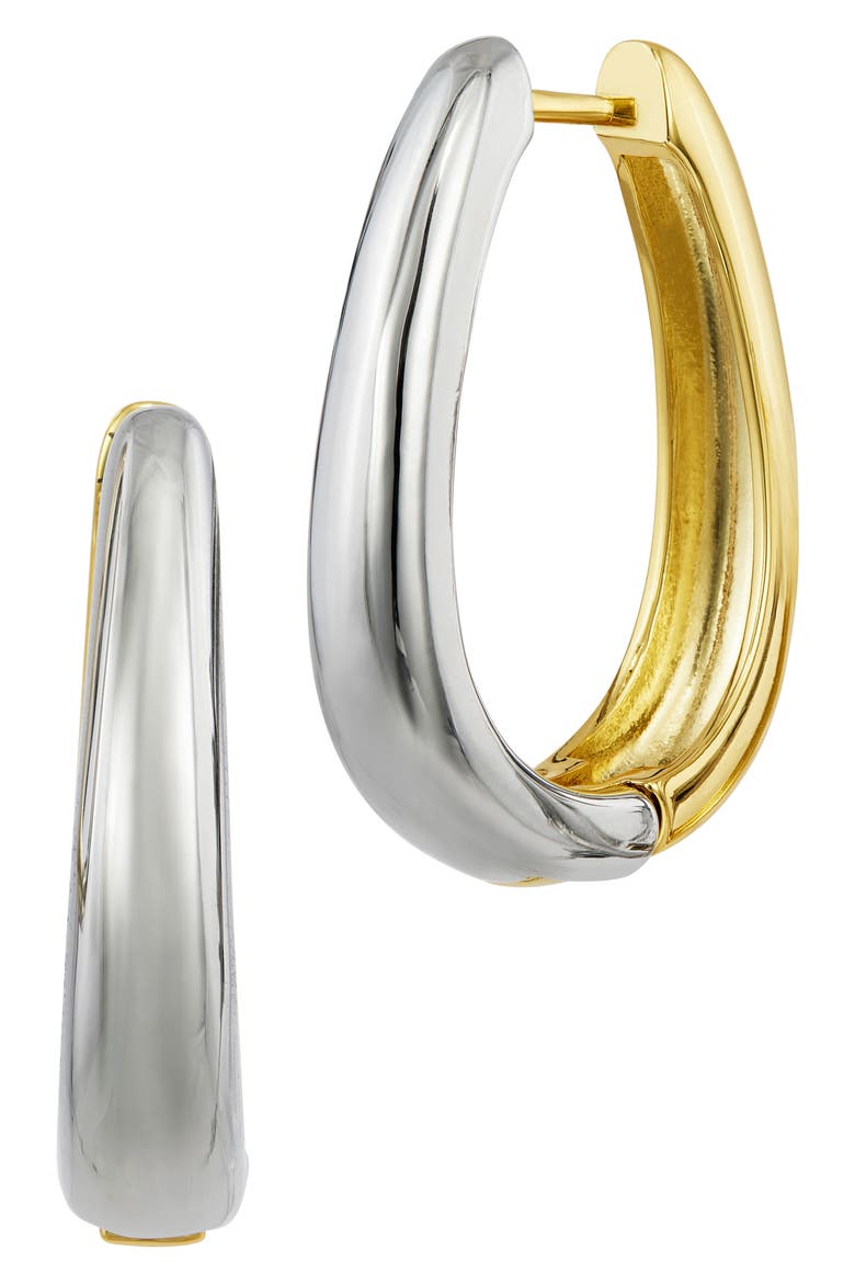 Two-Tone Reversible Oval Hoop Earrings, Alternate, color, TWO-TONE