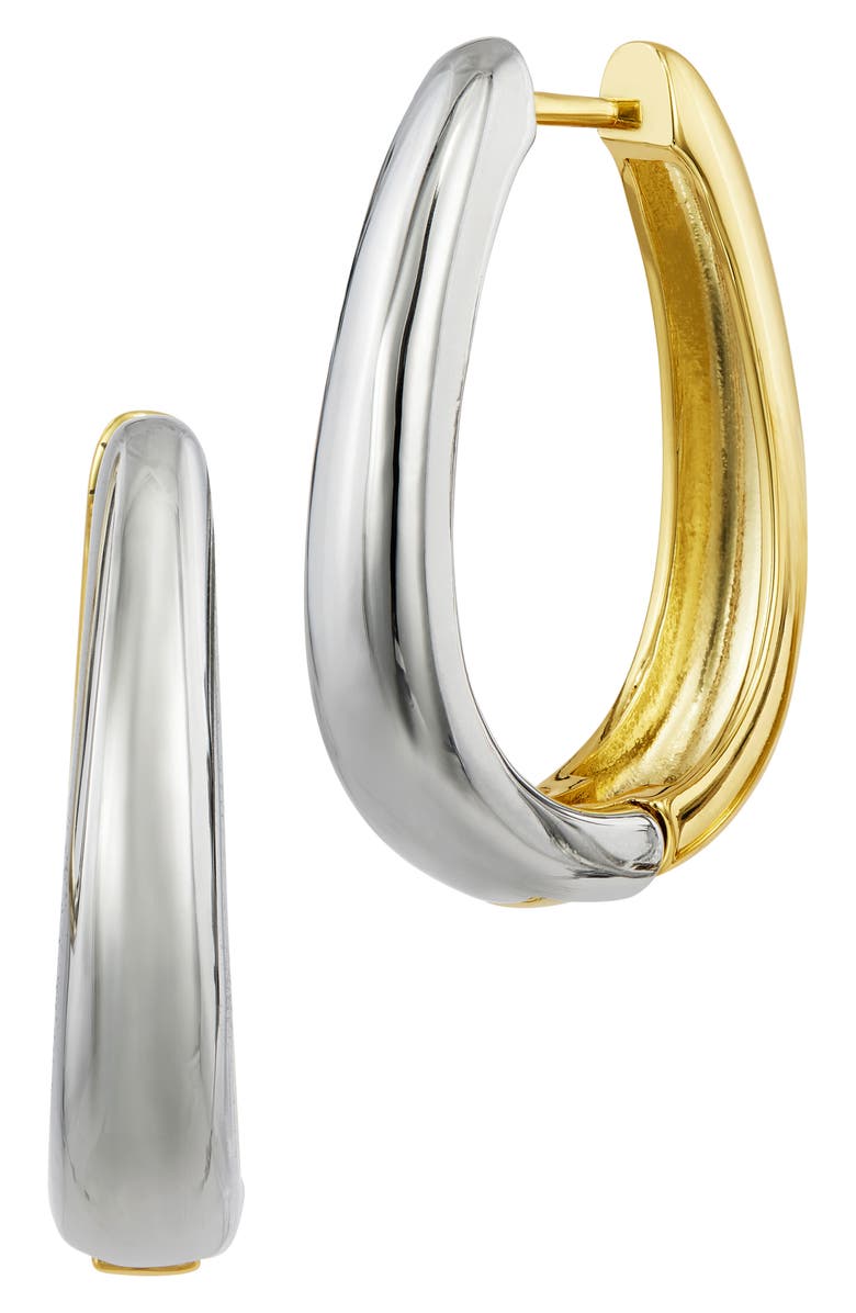 SAVVY CIE JEWELS Two-Tone Reversible Oval Hoop Earrings, Alternate, color, Two-Tone