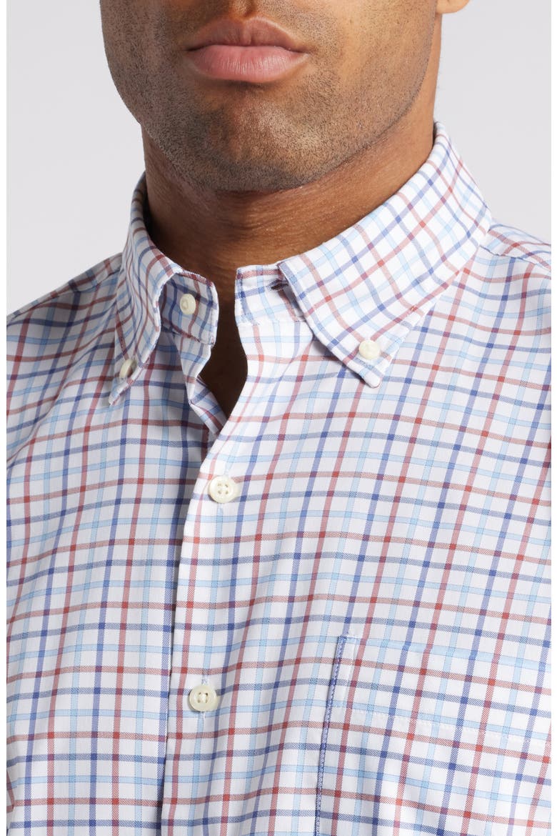 Calgary Crown Lite Check Stretch Button-Down Shirt, Alternate, color, BURNT ORANGE