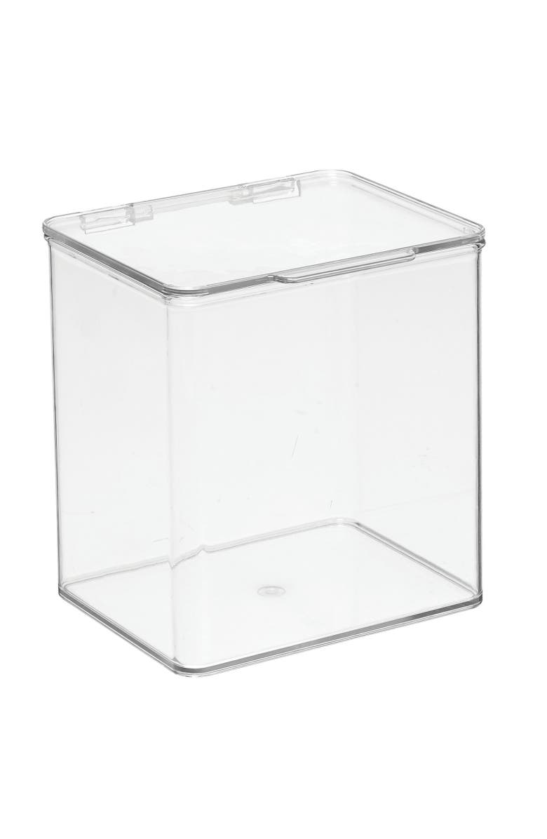 mDesign Plastic Desk Organizer Bin Box with Hinged Lid for Home Office, Main, color,