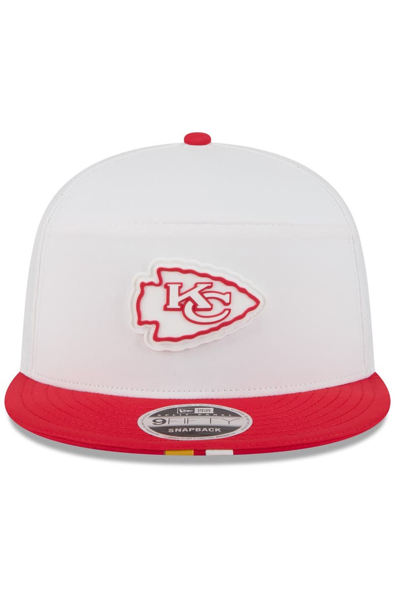 Men's New Era  White/Red Kansas City Chiefs 2025 NFL Training Camp Split Panel 9FIFTY Snapback Hat, Alternate, color, White
