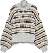 VERO MODA Gaiva Mixed Print Turtleneck Sweater