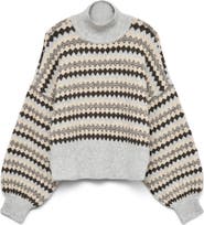 VERO MODA Gaiva Mixed Print Turtleneck Sweater
