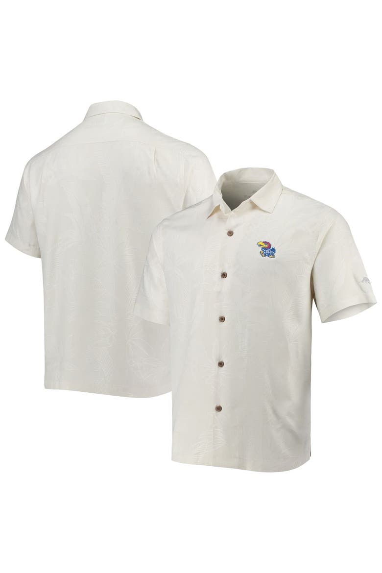 Men's Tommy Bahama White Kansas Jayhawks Al Fresco Tropics Jacquard Button-Up Shirt, Main, color, White