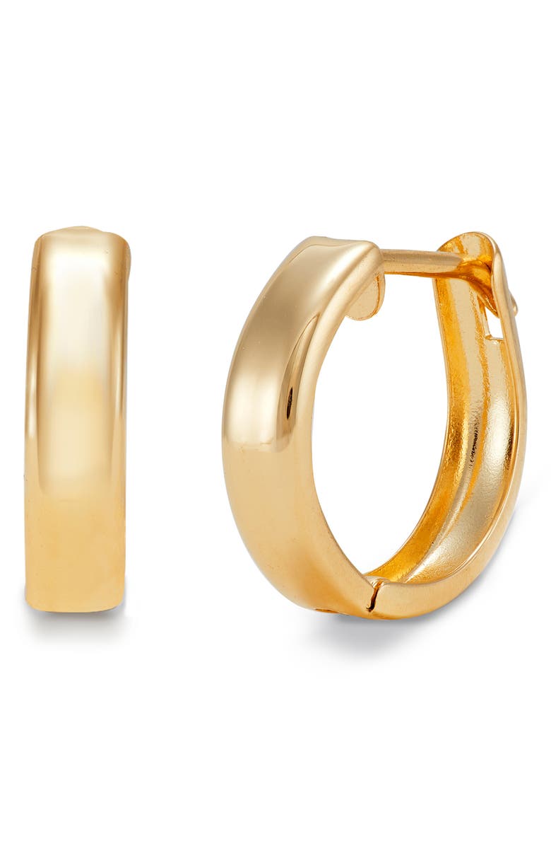 Frankie & Zoe Polished Huggie Hoop Earrings, Main, color, Yellow Gold
