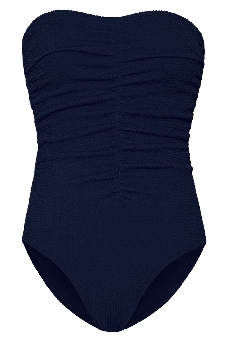 Textured Ruched One-Piece Swimsuit, Alternate, color, NAVY