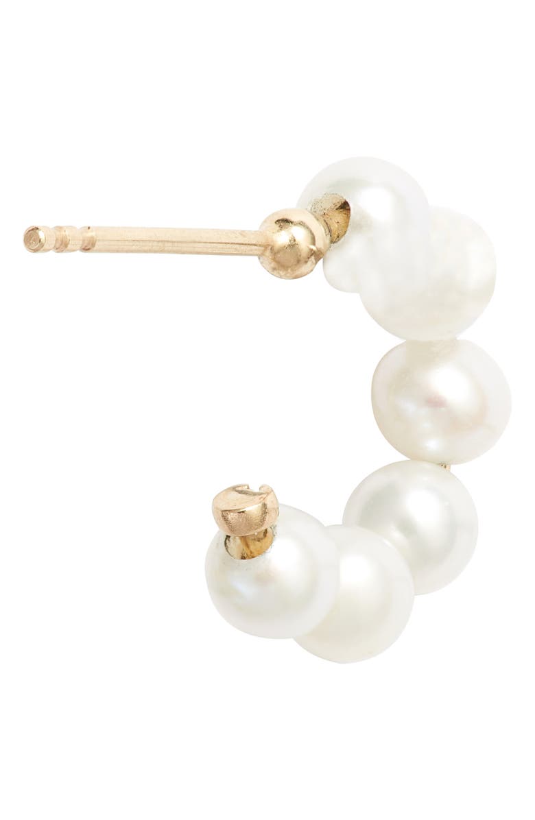 Poppy Finch Mini Baby Pearl Huggie Hoop Earrings, Alternate, color, 