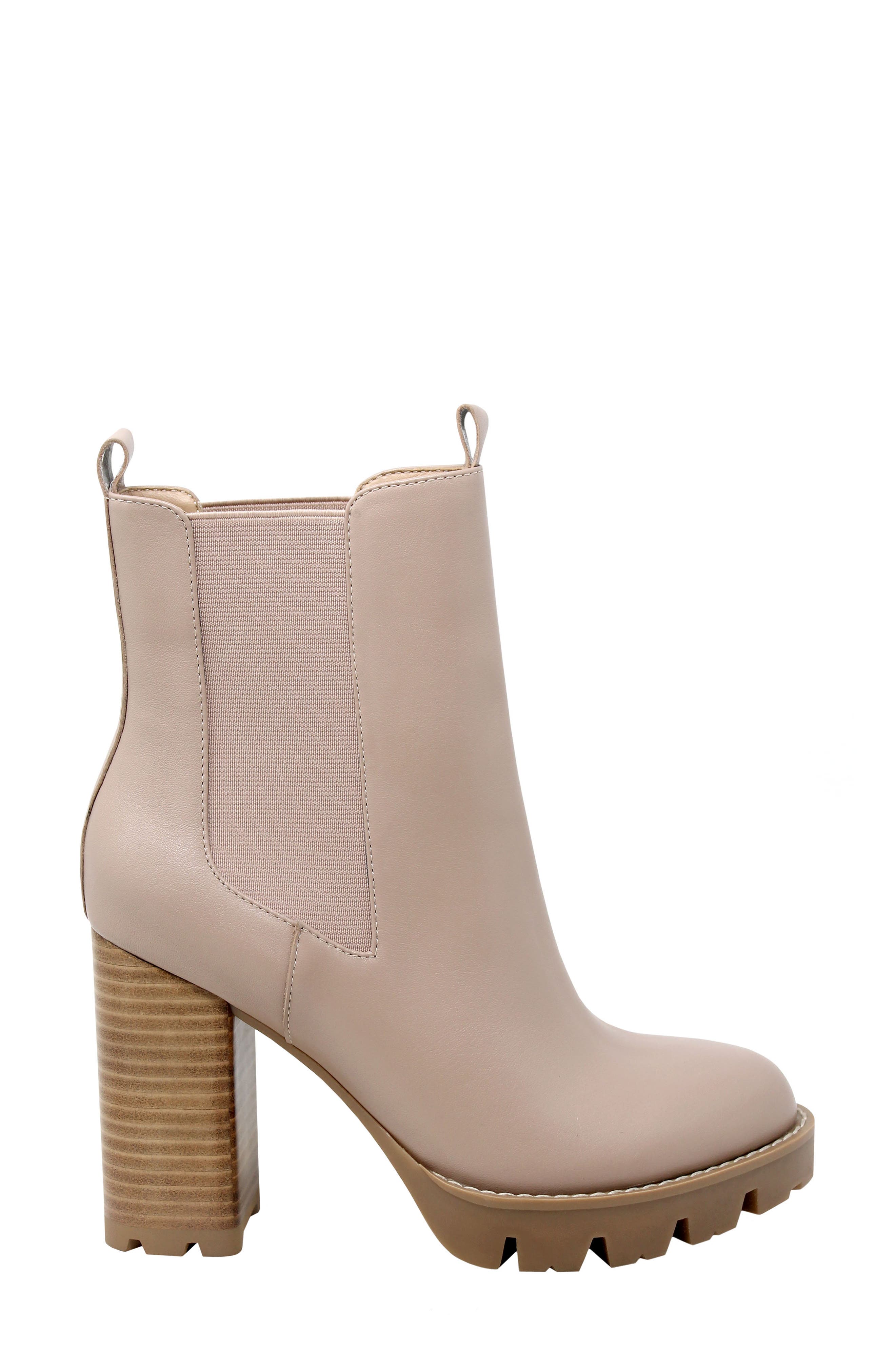 Charles David Gambit Lug Sole Chelsea Boot, Alternate, color, Nude Leather