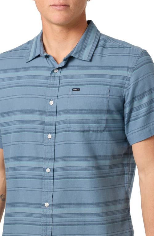 O'neill Seafaring Stripe Stretch Short Sleeve Button-up Shirt In Blue