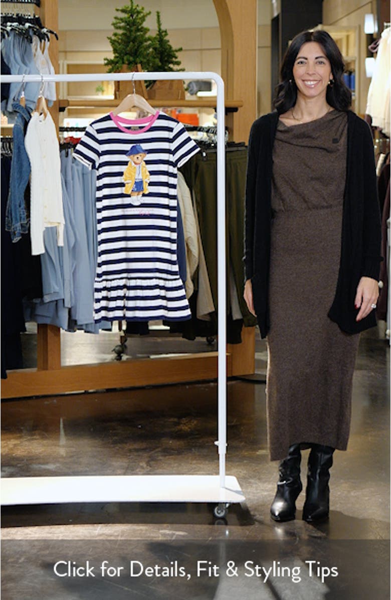 Kids' Sailing Polo Bear Stripe Cotton Graphic Dress, sales video thumbnail