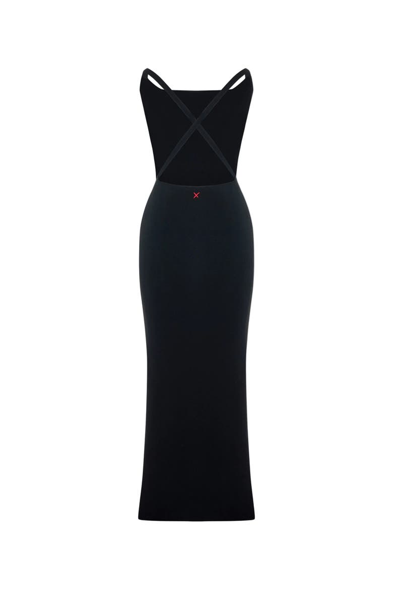 Daydreamers Cross Back Knit Maxi Dress, Alternate, color, BLACK