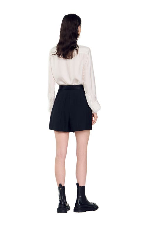 Sandro High-waisted Shorts With Buttons In Black