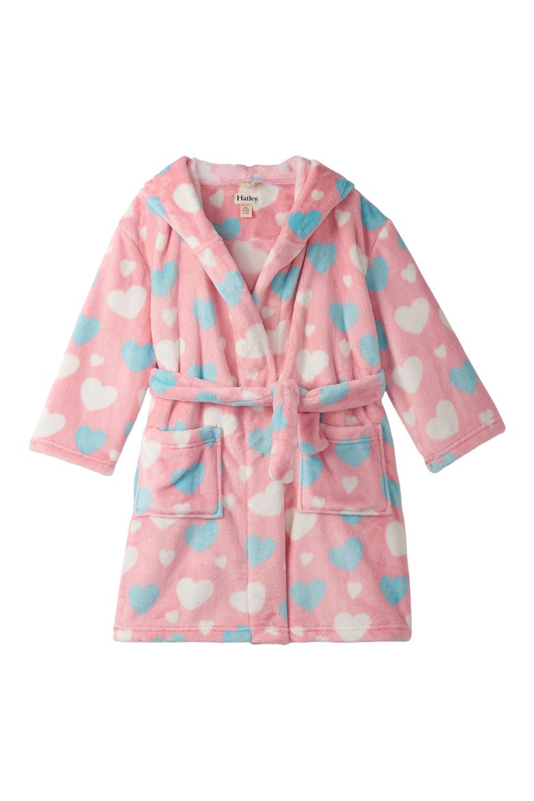 Kids' Big Hearts Hooded Fleece Robe, Main, color, ORCHID PINK