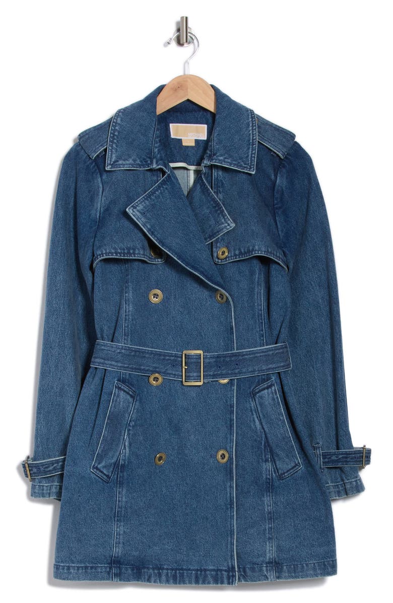 Michael Kors Double Breasted Denim Trench Coat, Alternate, color, 