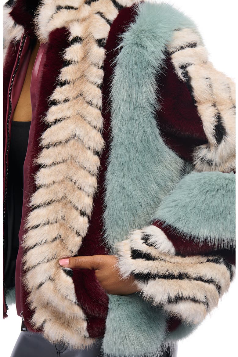 Mixed Faux Fur Coat, Alternate, color, BLUE