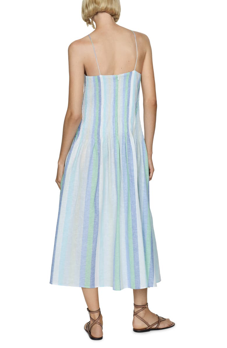MANGO Stripe Linen Blend Dress, Alternate, color,