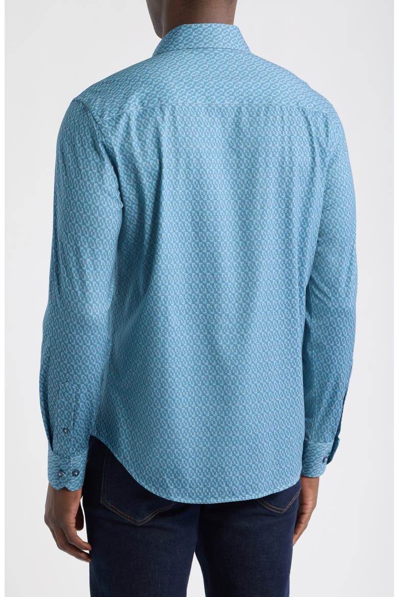 James OoohCotton® Geo Print Button-Up Shirt, Alternate, color, TEAL