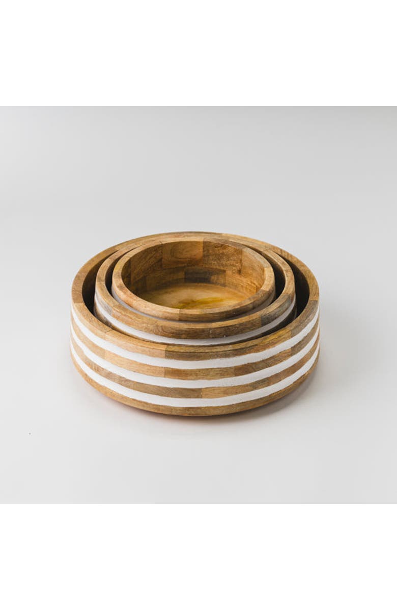 Mela Artisans Whitehaven Mangowood Nested Bowls, Alternate, color, White