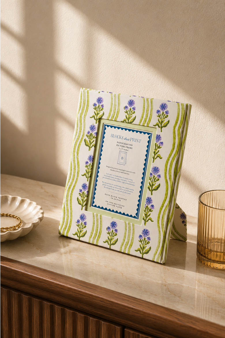 Block Print Photo Frame Leher, Alternate, color, Lilac