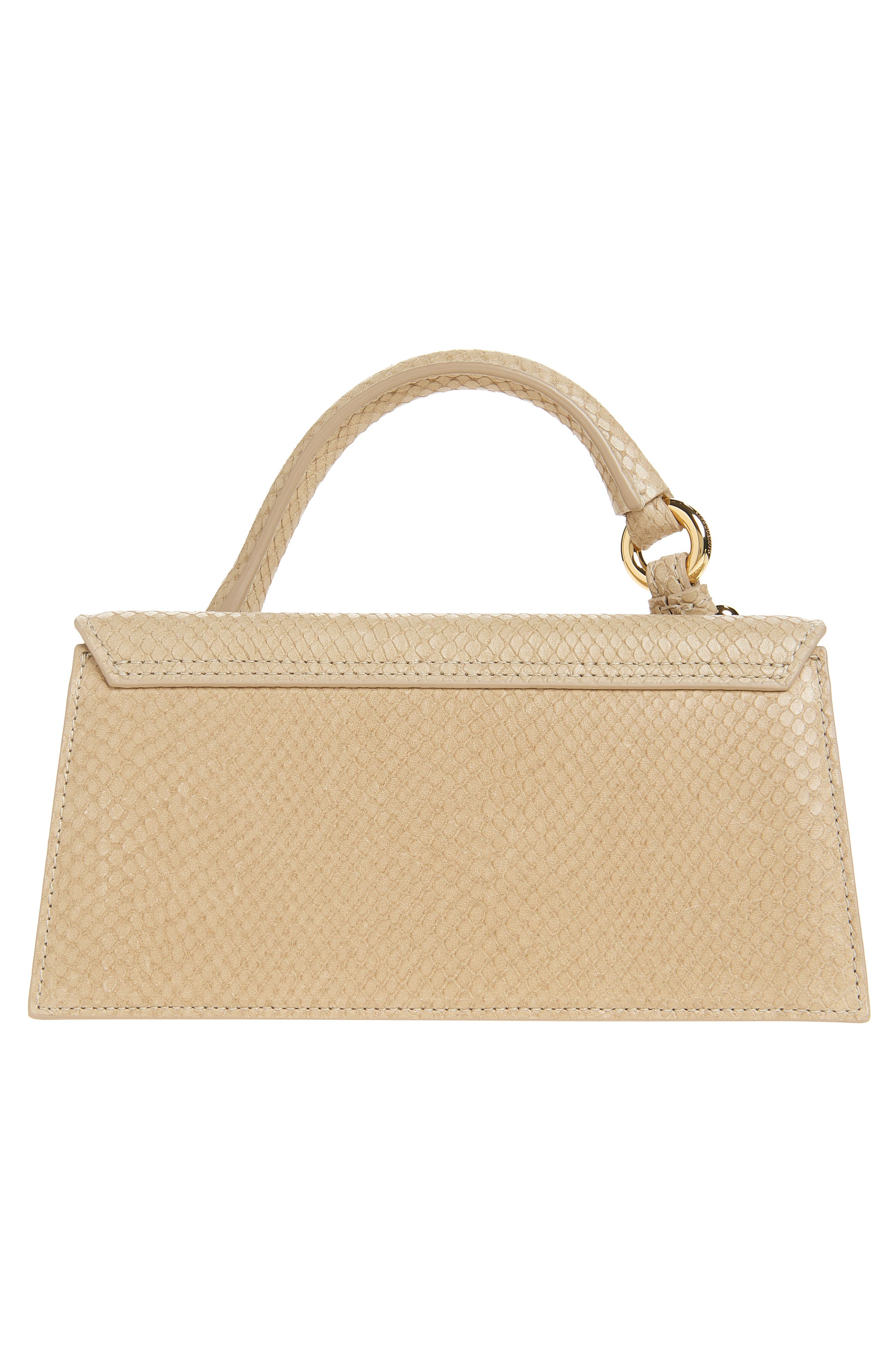 Jacquemus The Long Chiquito Embossed Leather Top Handle Bag, Alternate, color, Light Beige 130