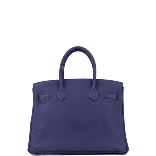 Pre-owned Hermes Hermes Birkin Handbag Blue Clemence With Gold Hardware 30 In Blue