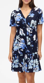 Ellen Tracy Tiered Linen Blend Dress