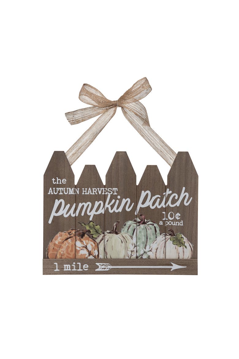Wood Multicolored Harvest Fencepost Pumpkin Patch Decor, Main, color, Multicolored