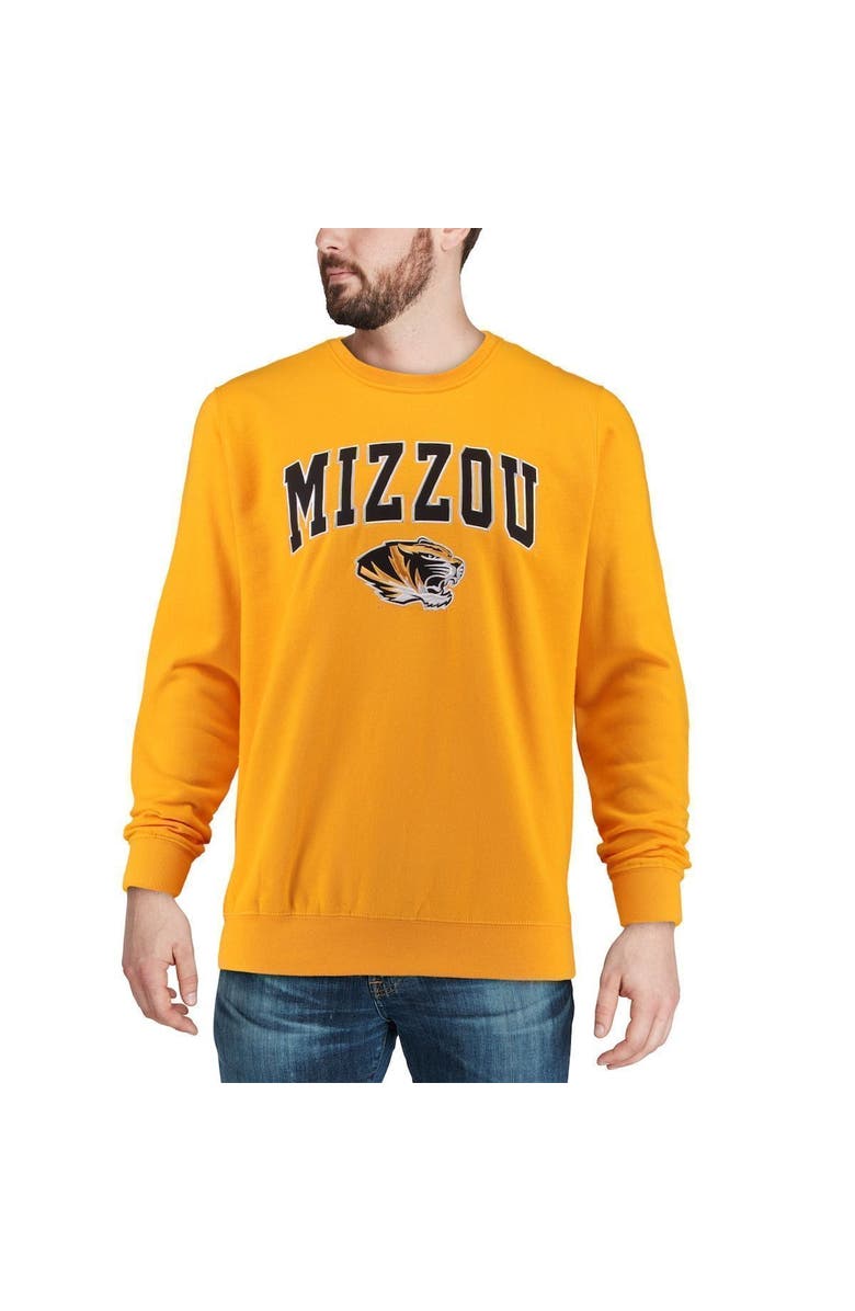 COLOSSEUM Men's Colosseum Gold Missouri Tigers Arch & Logo Crew Neck Sweatshirt, Alternate, color, 
