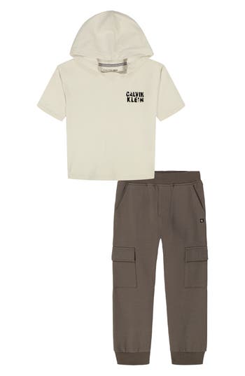 Calvin Klein Kids' Short Sleeve Hoodie & Joggers Set In Multi