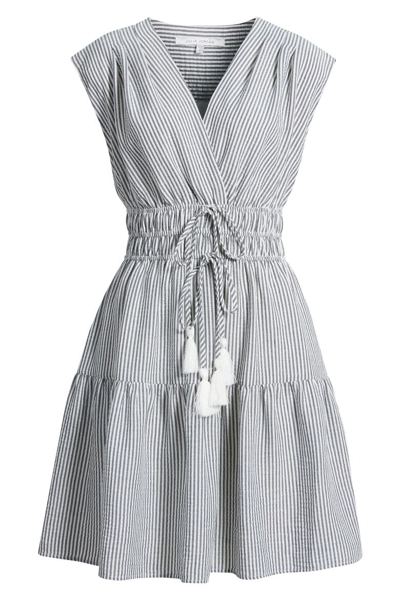 Tiered Stripe Seersucker Dress, Alternate, color, WHITE MULTI