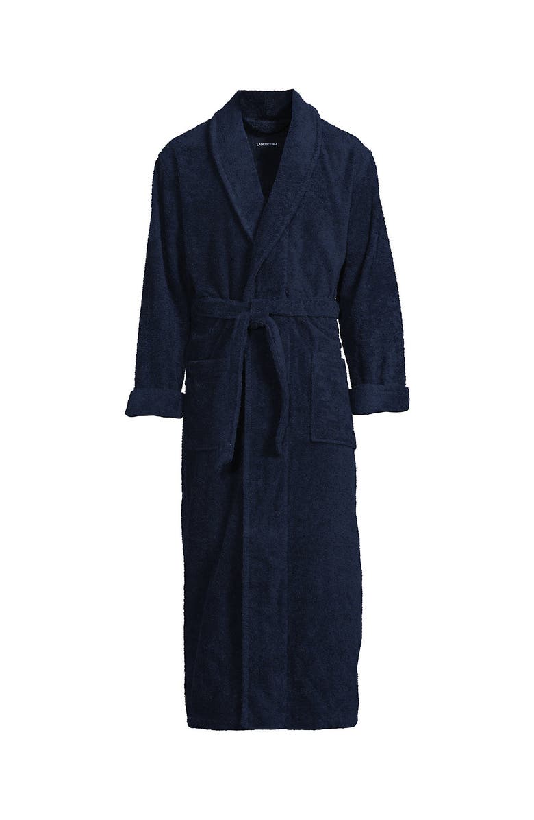 Lands' End Full Length Turkish Terry Robe, Alternate, color, Radiant Navy