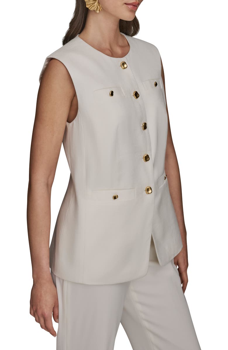 Donna Karan New York Linen Blend Vest, Alternate, color, Cream