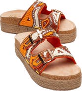 Prologue Shoes Bobby Beaded Straw Platform Slide Sandal