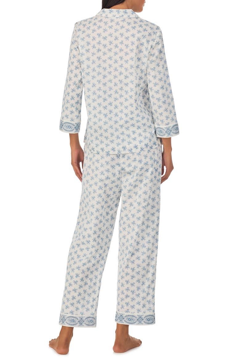 Print Cotton Blend Pajamas, Alternate, color, BLUE FLOWER