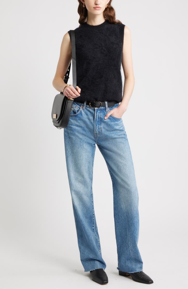 Nordstrom Brushed Cashmere Sweater Vest, Alternate, color, Black Rock