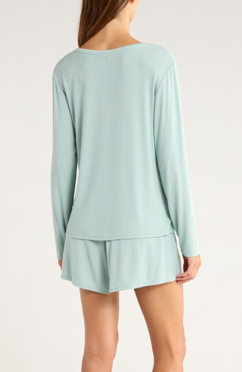 Nordstrom Moonlight Eco Rib Long Sleeve Shortie Pajamas In Blue