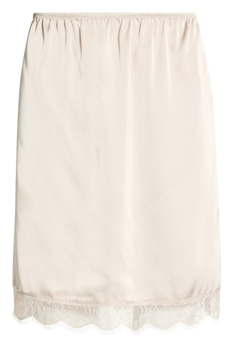 Scalloped Lace Trim Satin Slip Skirt, Alternate, color, BEIGE STRING
