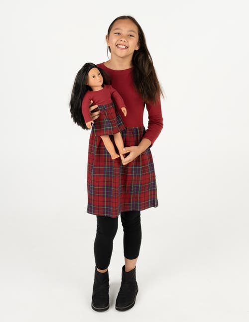 Leveret Girls Skirt Dress With Matching Doll Dress, 100% Cotton In Red