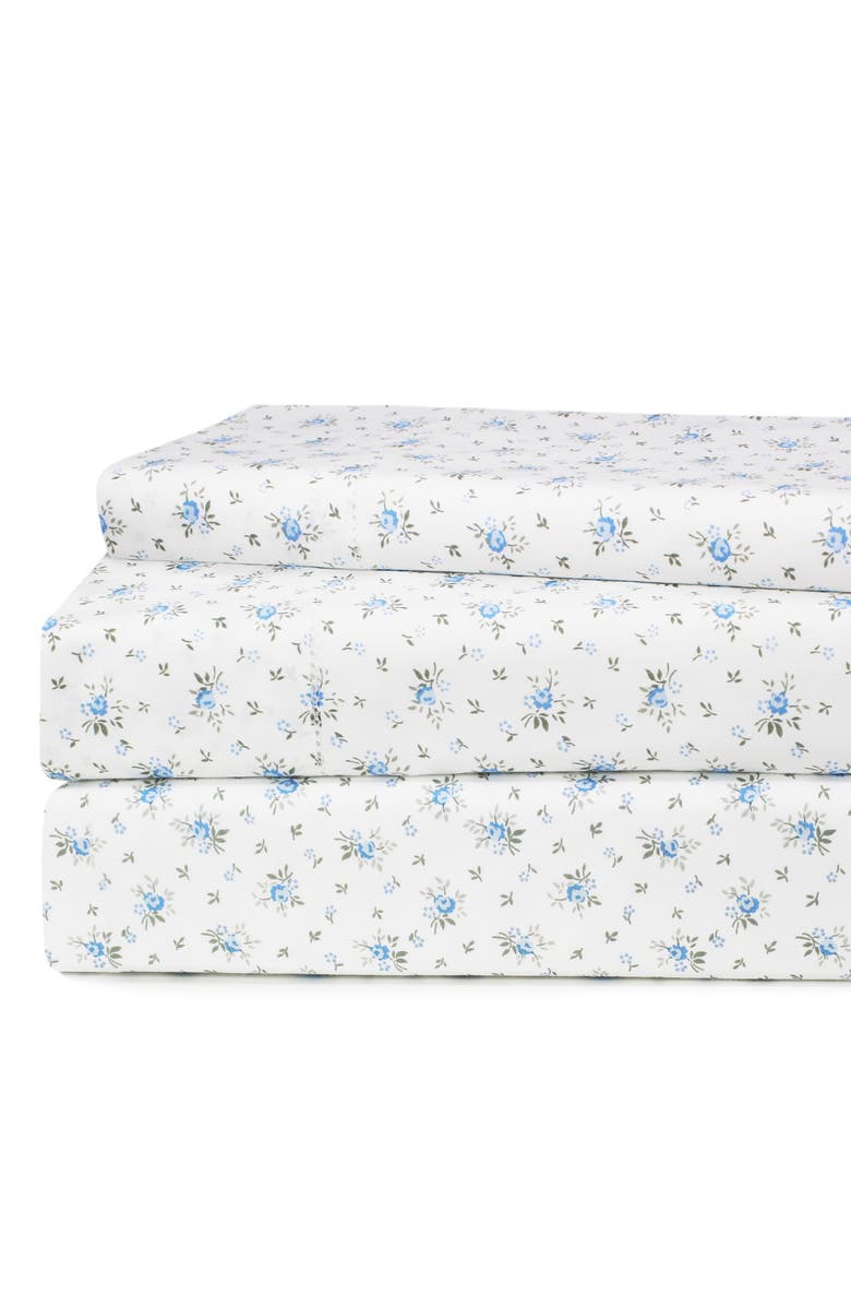 MELANGE HOME La Fleur 200 Thread Count Cotton Sheet Set, Main, color, Blue
