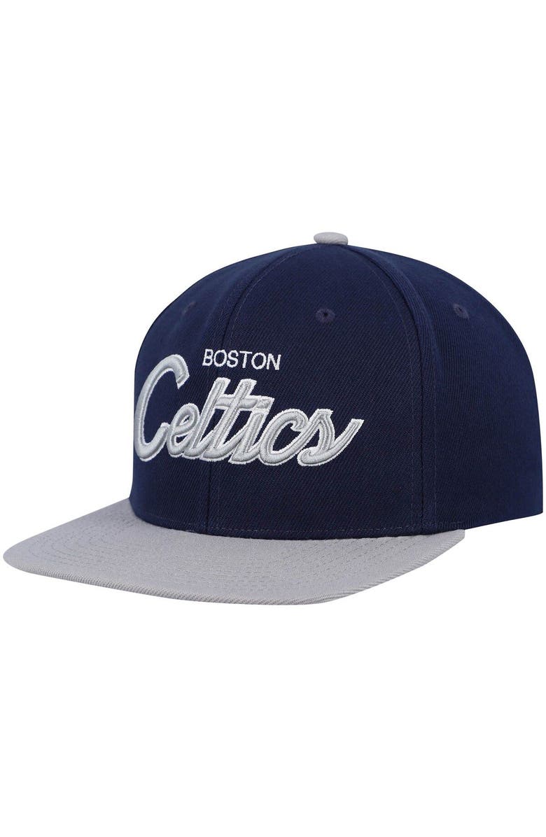 Mitchell & Ness Men's Mitchell & Ness Navy/Gray Boston Celtics Spirit Script Snapback Hat, Alternate, color, 