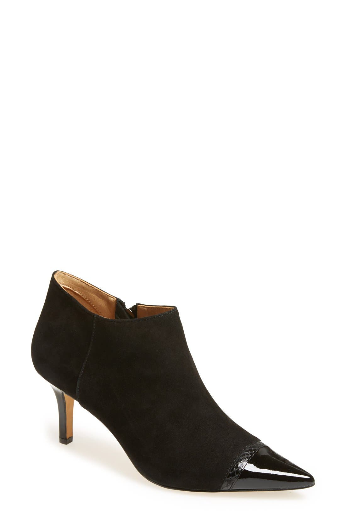 'Signature Alana' Pointy Toe Bootie, Main, color, BLACK SUEDE