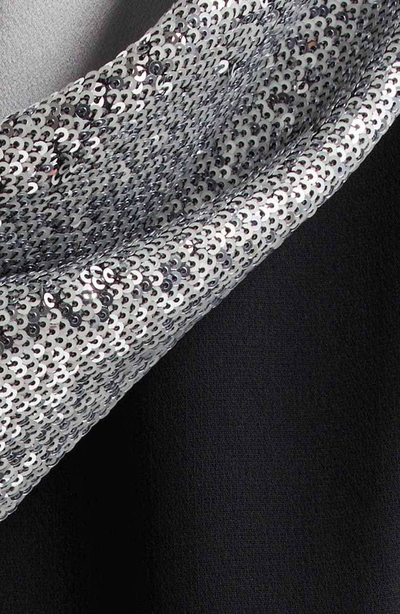 Cinq à Sept Khloe Sequin Hooded Blazer, Alternate, color, Black/ Silver