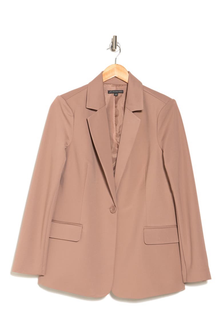 Twill One Button Blazer, Alternate, color, SWEET LATTE