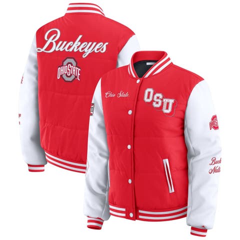 Women's WEAR by Erin Andrews  Scarlet Ohio State Buckeyes Varsity Full-Snap Puffer Jacket