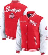 WEAR by Erin Andrews Women's WEAR by Erin Andrews  Scarlet Ohio State Buckeyes Varsity Full-Snap Puffer Jacket