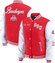 WEAR by Erin Andrews Women's WEAR by Erin Andrews  Scarlet Ohio State Buckeyes Varsity Full-Snap Puffer Jacket