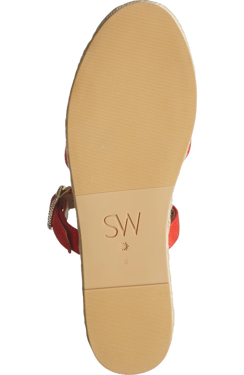 Stuart Weitzman Crystal Buckle Espadrille Mule, Alternate, color, Coral