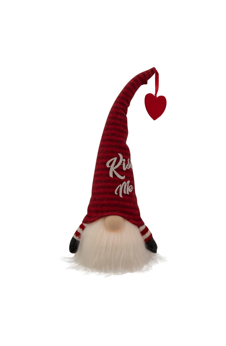 Northlight 14" Lighted Red Striped 'Kiss Me' Valentine's Day Gnome, Main, color, Red