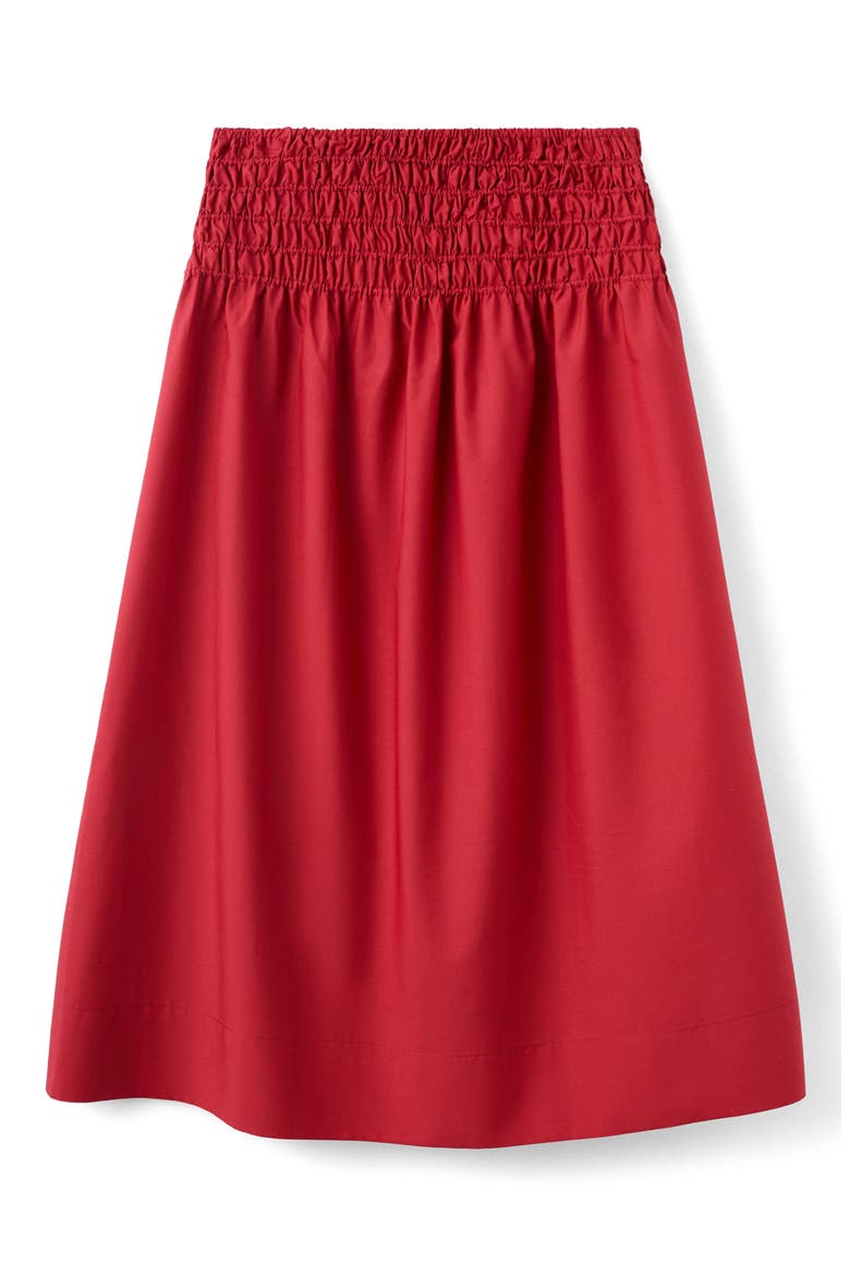 Shirred Waist Midi Skirt, Alternate, color, RED